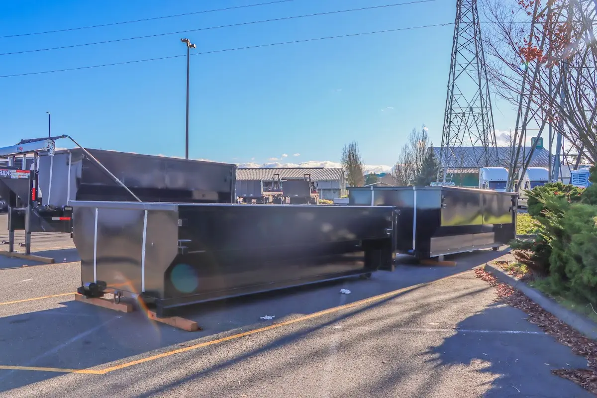 Roll-off dumpster ready for waste disposal at job site for Construction Dumpster Rental in Suamico
